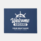 Aangepaste marineblauwe bootnaam welkom aan boord deurmat (Voorkant)