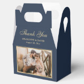 Aangepaste marineblauwe bruiloft Foto bedankt Bedankdoosjes (Geopend)