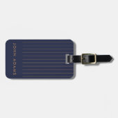 Aangepaste marineblauwe gouden streep voor hem bagagelabel (Voorkant horizontaal)