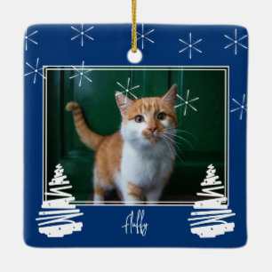 Aangepaste marinefoto voor blauw kerstfeest keramisch ornament