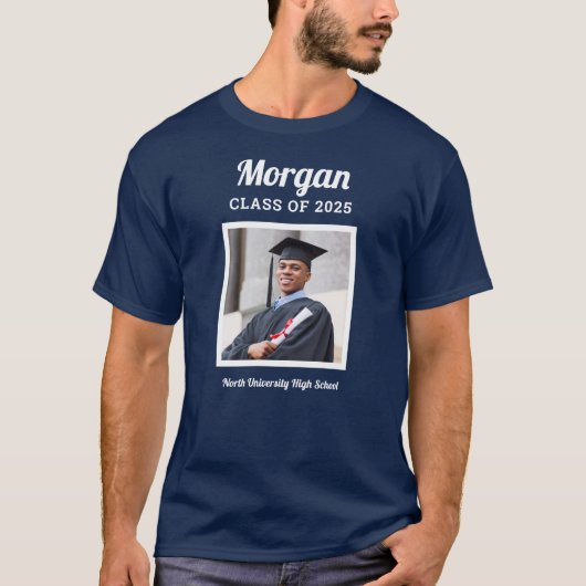 Aangepaste marineklasse 2023 Afstuderen Foto T-shirt (Voorkant)