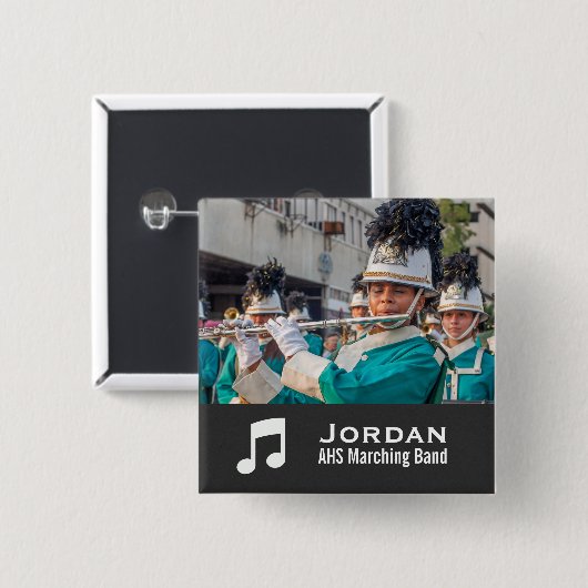 Aangepaste markeringsband Muziek Foto Collage Vierkante Button 5,1 Cm (Voorkant /achterkant)