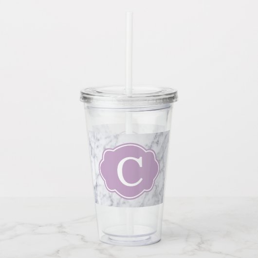 Aangepaste marmer met lavender Decal Acryl Drinkbeker (Voorkant)