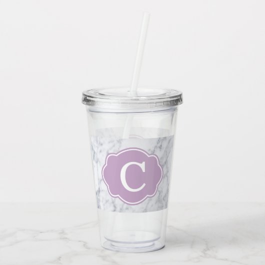 Aangepaste marmer met lavender Decal Acryl Drinkbeker (Achterkant)