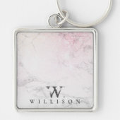 Aangepaste marmer met roos glitter sleutelhanger (Voorkant)