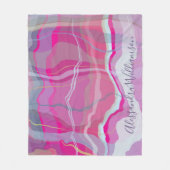 Aangepaste marmeren geruite roze paarse strepen fleece deken (Voorkant)