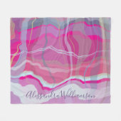 Aangepaste marmeren geruite roze paarse strepen fleece deken (Voorkant (Horizontaal))