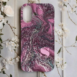 Aangepaste marmeren roze stijlvolle swirl borduurw iPhone 16 hoesje