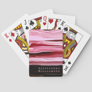 Aangepaste marmeren strepen roze bordeauxrood ombr pokerkaarten
