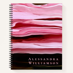 Aangepaste marmeren strepen roze burgundy abstract notitieboek