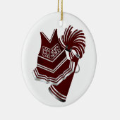 Aangepaste maroon- en witte Cheerleader-versiering Keramisch Ornament (Rechts)