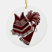 Aangepaste maroon- en witte Cheerleader-versiering Keramisch Ornament (Voorkant)