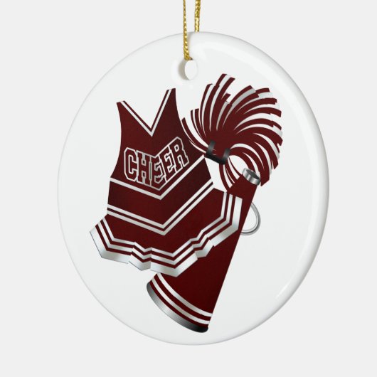 Aangepaste maroon- en witte Cheerleader-versiering Keramisch Ornament (Links)
