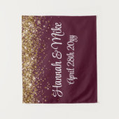Aangepaste Maroon & Goud Huwelijk Achtergrond Foto Wandkleed (Voorkant)