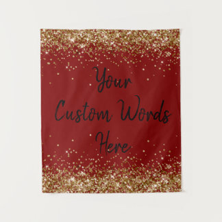 Aangepaste Maroon Gouden Verjaardagsfeest Fotohokj Wandkleed