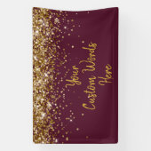 Aangepaste Maroon Gouden Verjaardagsfeestje Fotoho Spandoek (Verticaal)