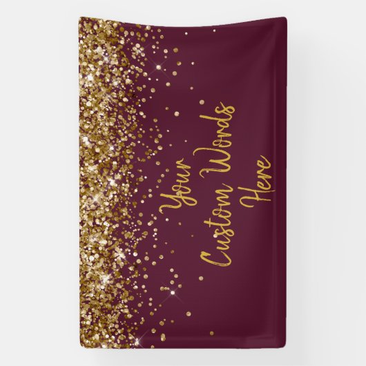 Aangepaste Maroon Gouden Verjaardagsfeestje Fotoho Spandoek (Verticaal)