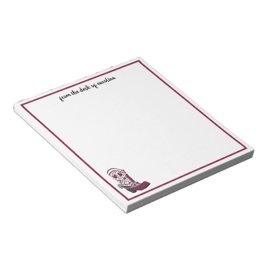 Aangepaste Maroon Heart Patterned Boot Notitieblok (Schuin)