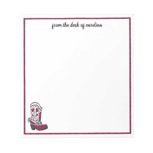 Aangepaste Maroon Heart Patterned Boot Notitieblok (Voorkant)