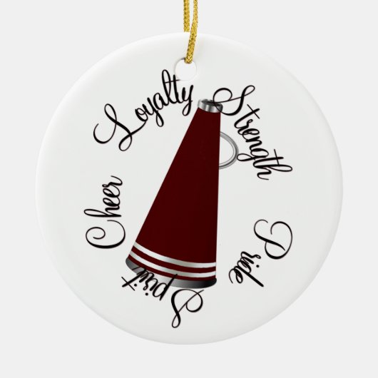 Aangepaste Maroon Megaphone Cheerleader Ornament (Voorkant)