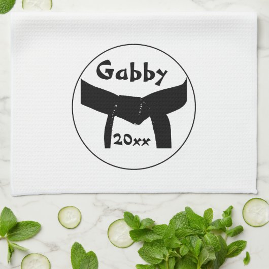 Aangepaste Martial Arts Black Belt Keuken Handdoek (Gevouwen)