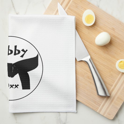 Aangepaste Martial Arts Black Belt Keuken Handdoek (Quarter Fold)