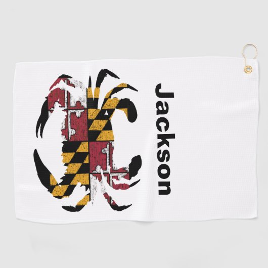 Aangepaste Maryland Flag Blue Crab Golf Towel Golfhanddoek (Horizontaal)