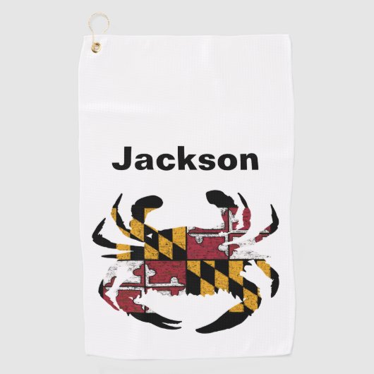 Aangepaste Maryland Flag Blue Crab Golf Towel Golfhanddoek (Voorkant)