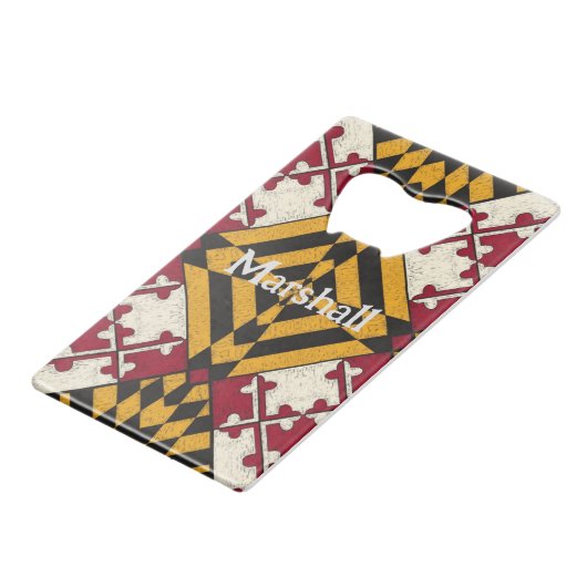 Aangepaste Maryland State Flag Bottle Open Creditkaart Flessenopener (Voorkant Gekanteld)