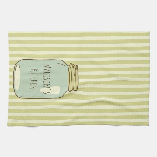 Aangepaste Mason Jar Kitchen Towel Bleke Stripes Theedoek (Horizontaal)