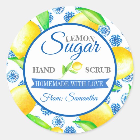 Aangepaste Mason Jar Lemon Sugar Scrub Labels (Voorkant)