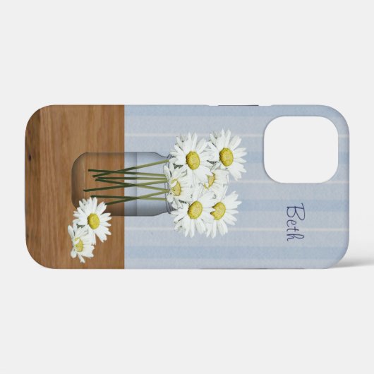 Aangepaste Mason Jar of Daisies Case-Mate iPhone Case (Achterkant (horizontaal))