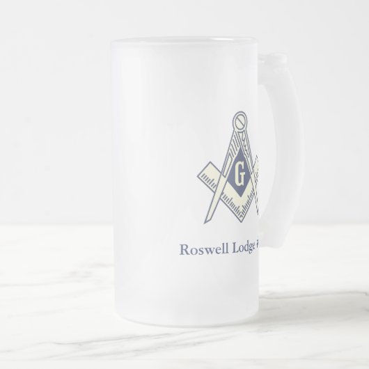 Aangepaste Masonic Blue Lodge-Mok Matglas Bierpul (Voorkant rechts)