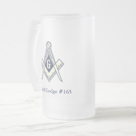 Aangepaste Masonic Blue Lodge-Mok Matglas Bierpul (Voorkant links)