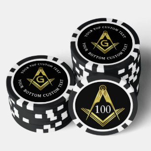 Aangepaste Masonic Poker Chips   Vierkant en kompa