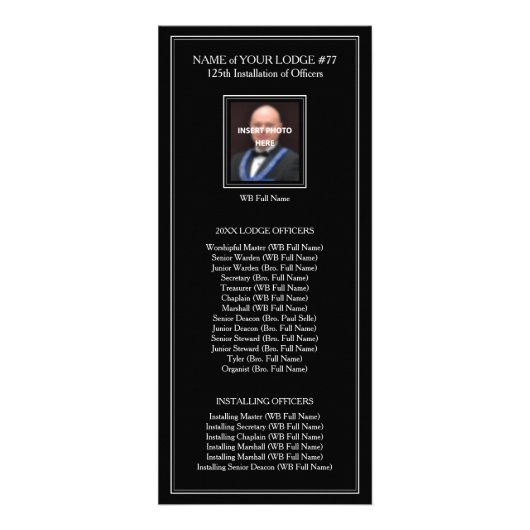 Aangepaste Masonic-rackkaarten | Officiële install Reclamekaart (Achterkant)