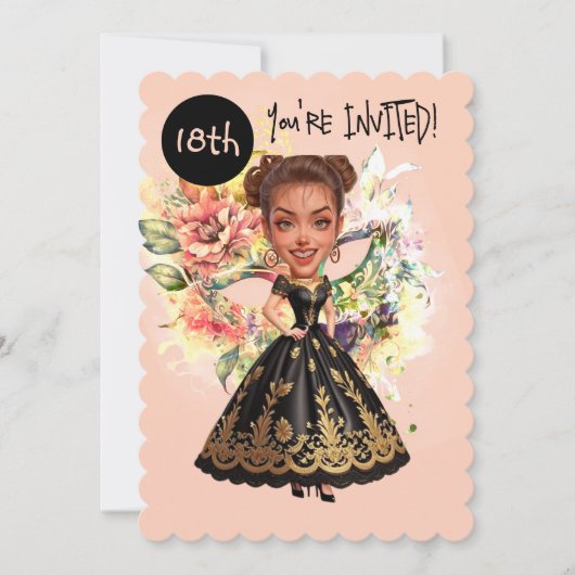 Aangepaste Masquerade 18e Verjaardag Bash Kaart (Voorkant)