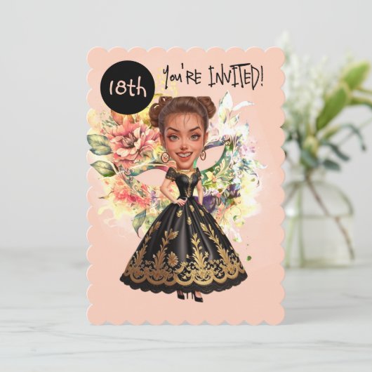 Aangepaste Masquerade 18e Verjaardag Bash Kaart (Staand voorkant)