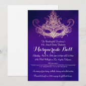 Aangepaste Masquerade Ball Charity Event Uitnodigi Kaart (Voorkant / Achterkant)