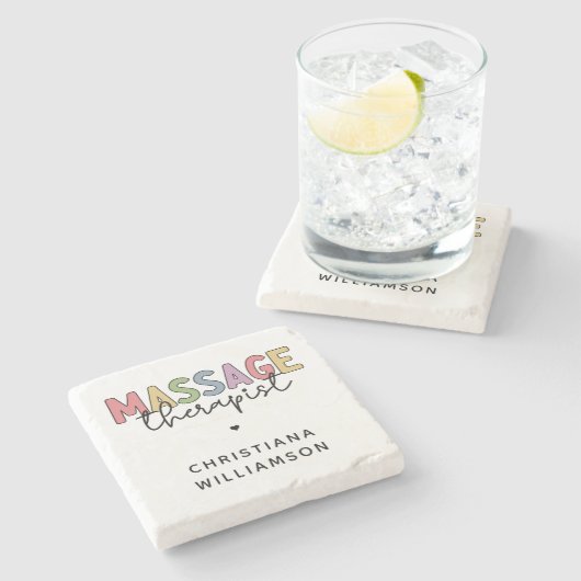 Aangepaste massagetherapie | Massagetherapiecadeau Stenen Onderzetter (Zijkant)