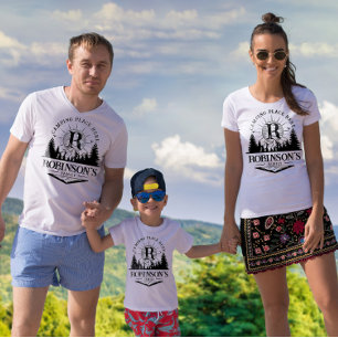 Aangepaste matching familie camping monogram t-shirt