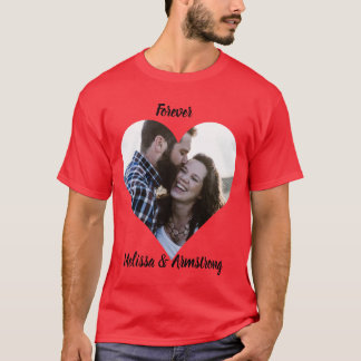 Aangepaste matching lovers t-shirt met namen.