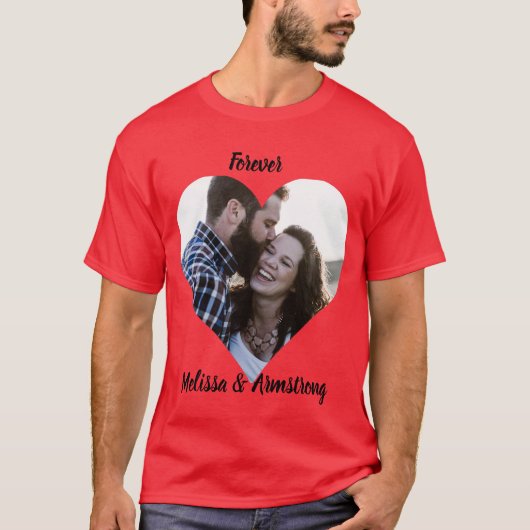 Aangepaste matching lovers t-shirt met namen. (Voorkant)