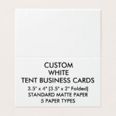 Aangepaste MATTE Tent-Visitekaartjes 3,5 x 2 inch Visitekaartje (Buitenkant ongevouwen)