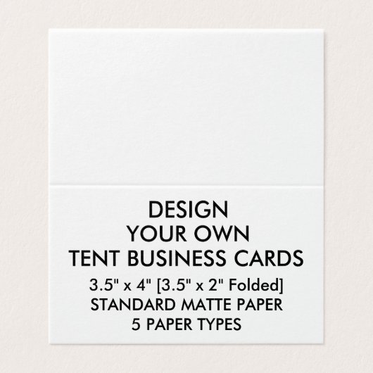 Aangepaste MATTE Tent-Visitekaartjes 3,5 x 2 inch Visitekaartje (Buitenkant ongevouwen)