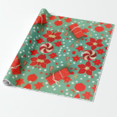 Aangepaste Matte Vintage Christmas Wrapping Paper Cadeaupapier (Uitgerold)