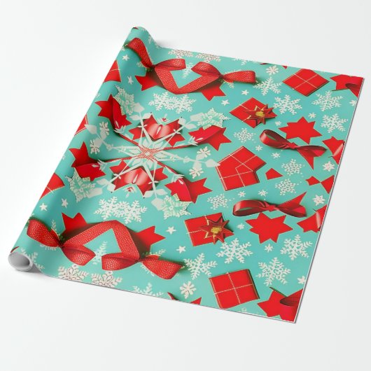 Aangepaste Matte Vintage Christmas Wrapping Paper Cadeaupapier (Uitgerold)
