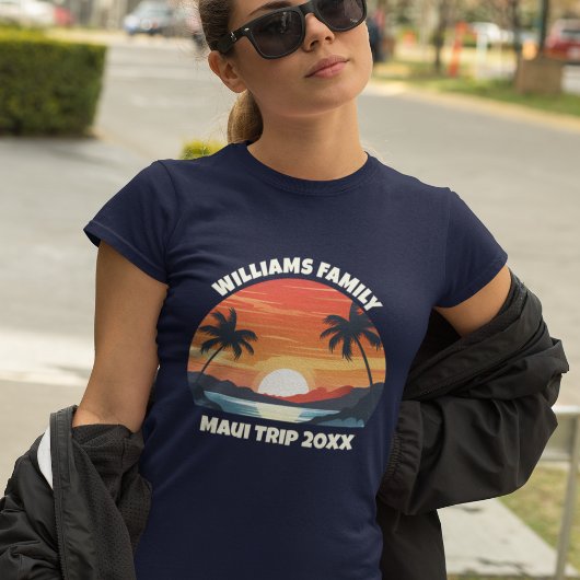 Aangepaste Maui Trip Cool Sunrise Palm Tree Vrouwe T-shirt