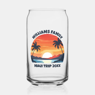 Aangepaste Maui Trip Sunrise Palmbomen Keepsake Blikvorm Glas