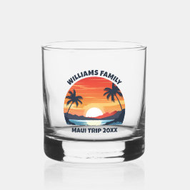 Aangepaste Maui Trip Sunrise Palmbomen Keepsake Whisky Glas